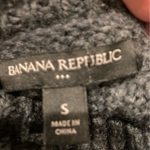 Banana Republic Fair Isle Sweater Women's L Gray Blue High Neck Relaxed Chunky - Picture 8 of 16